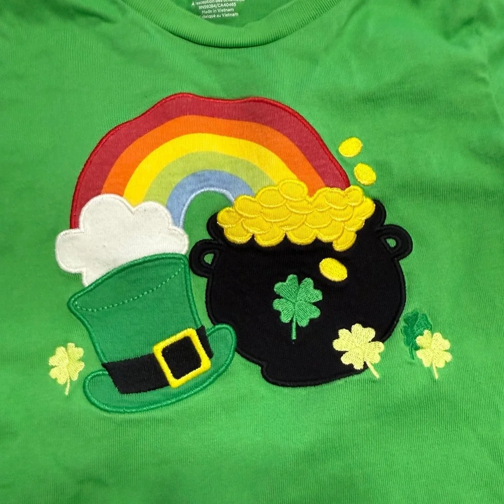 Gymboree kids at Patrick's day rainbow pot of‎ gold appliqué shirt 5T